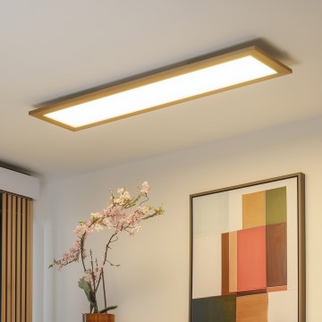 Brilagi - himmennettävä LED-kattovalaisin SLIMFRAME WOOD LED/58W/230V 124x34 cm 3000-6000K ruskea + kaukosäädin