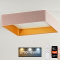 Brilagi - himmennettävä LED-kattovalaisin VELVET SQUARE SMART LED/36W/230V 60x60 cm 2700-6500K Wi-Fi Tuya + kaukosäädin vaaleanpunainen