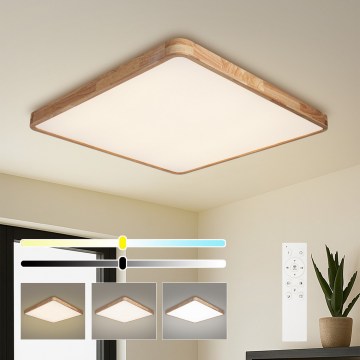 BRILAGI - Himmennettävä LED-kattovalaisin WOODLINE SQUARE LED/100W/230V 3000-6000K tammi 80x80 cm + kaukosäädin