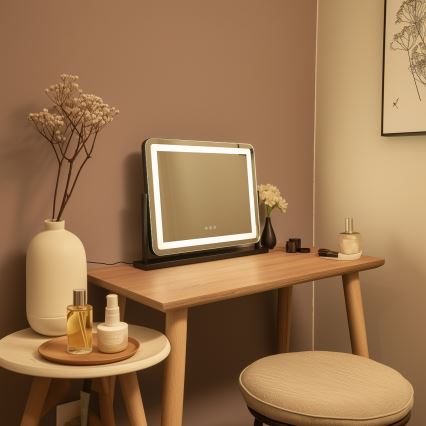 BRILAGI - LED-himmennettävä meikkipeili CALIFORNIA LED/25W/230V 3000/4000/6500K 55x44 cm musta