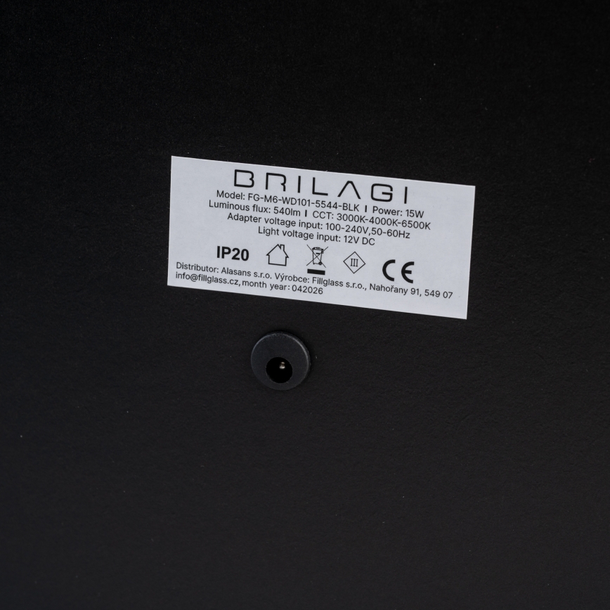 BRILAGI - LED-himmennettävä meikkipeili CALIFORNIA LED/25W/230V 3000/4000/6500K 55x44 cm musta