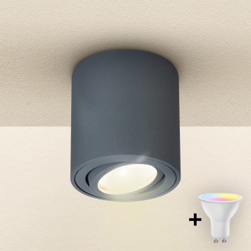 Brilagi - himmennettävä LED RGBW-kohdevalaisin MIA 1xGU10/4,8W/230V 3000K 84x80 mm antrasiitti + kaukosäädin