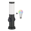 Brilagi - himmennettävä LED RGBW ulkovalaisin kahdella pistorasialla 1xE27/9W/230V 2700-6500K IP44 40 cm musta
