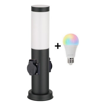 Brilagi - himmennettävä LED RGBW ulkovalaisin kahdella pistorasialla 1xE27/9W/230V 2700-6500K IP44 40 cm musta