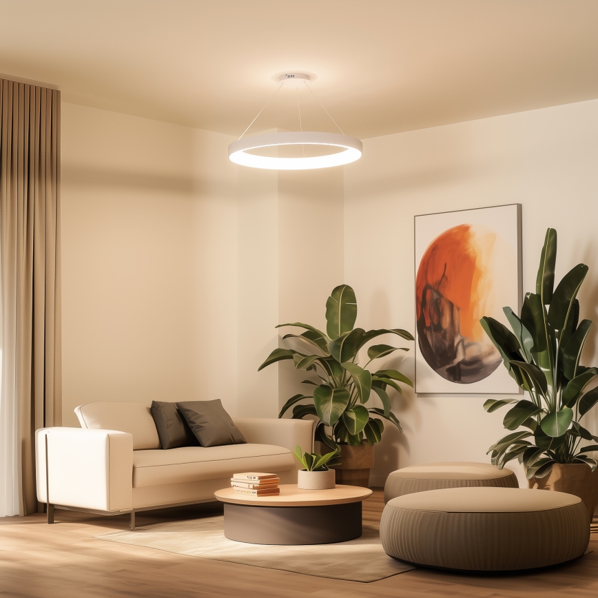 Brilagi - LED-himennettävä riippuvalaisin vaijerilla FALCON II LED/108W/230V 3000-6500K halkaisija 80 cm valkoinen + kaukosäädin