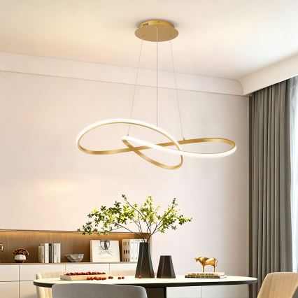 BRILAGI - LED himmennettävä riippuvalaisin kaapelilla INFINITY LED/80W/230V 3000-6000K 80x80 cm kultainen + kaukosäädin