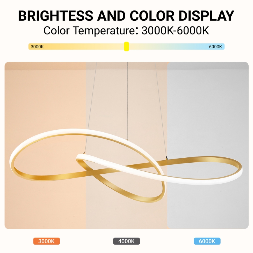 BRILAGI - LED himmennettävä riippuvalaisin kaapelilla INFINITY LED/80W/230V 3000-6000K 80x80 cm kultainen + kaukosäädin