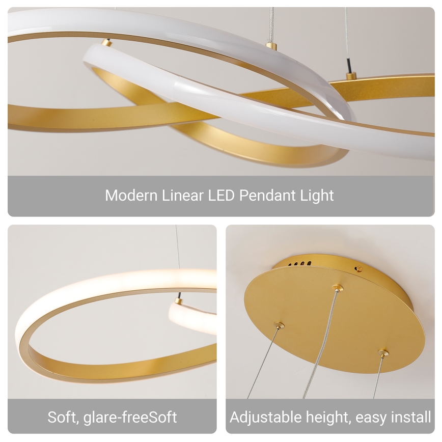 BRILAGI - LED himmennettävä riippuvalaisin kaapelilla INFINITY LED/80W/230V 3000-6000K 80x80 cm kultainen + kaukosäädin