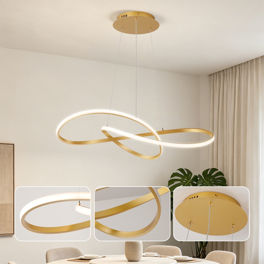 BRILAGI - LED himmennettävä riippuvalaisin kaapelilla INFINITY LED/80W/230V 3000-6000K 80x80 cm kultainen + kaukosäädin