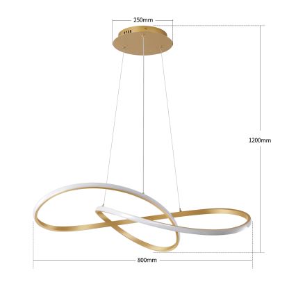Brilagi - LED himmennettävä riippuvalaisin kaapelilla INFINITY LED/80W/230V 3000-6000K 80x80 cm kultainen + kaukosäädin