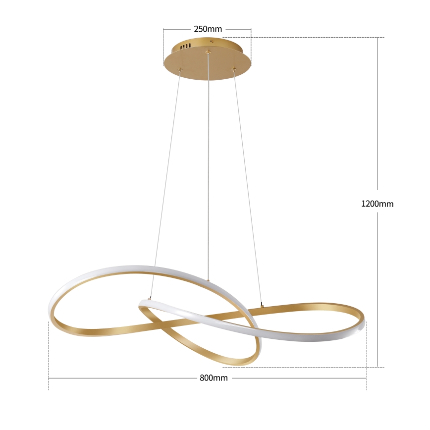 Brilagi - LED himmennettävä riippuvalaisin kaapelilla INFINITY LED/80W/230V 3000-6000K 80x80 cm kultainen + kaukosäädin