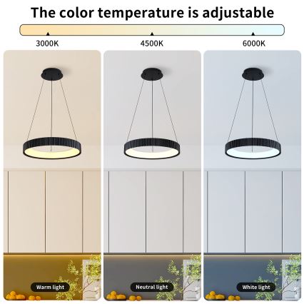 Brilagi - LED-himmennettävä riippuvalaisin vaijerilla FALCON MODERN LED/30W/230V 3000–6500K halkaisija 40 cm musta + kaukosäädin