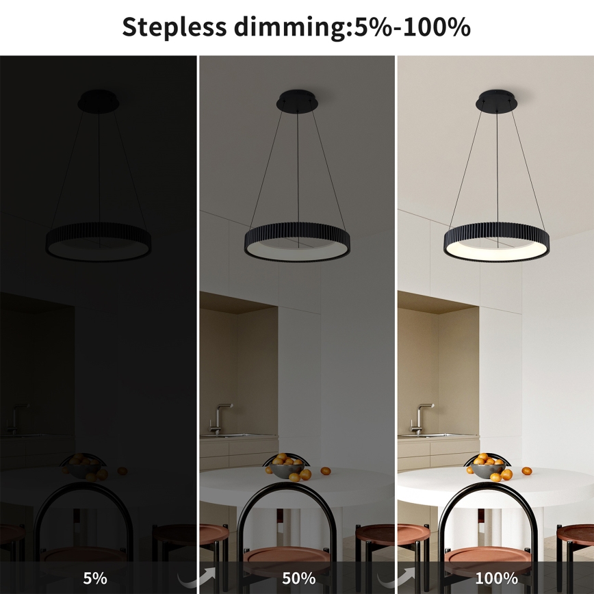 Brilagi - LED-himmennettävä riippuvalaisin vaijerilla FALCON MODERN LED/30W/230V 3000–6500K halkaisija 40 cm musta + kaukosäädin