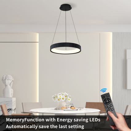 Brilagi - LED-himmennettävä riippuvalaisin vaijerilla FALCON MODERN LED/30W/230V 3000–6500K halkaisija 40 cm musta + kaukosäädin