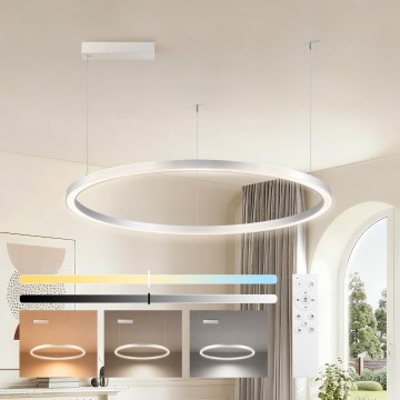 Brilagi - himmennettävä LED-riippuvalaisin kaapelilla PORTOFINO LED/60W/230V 3000-6000K halkaisija 80 cm hopeanvärinen + kauko-ohjain