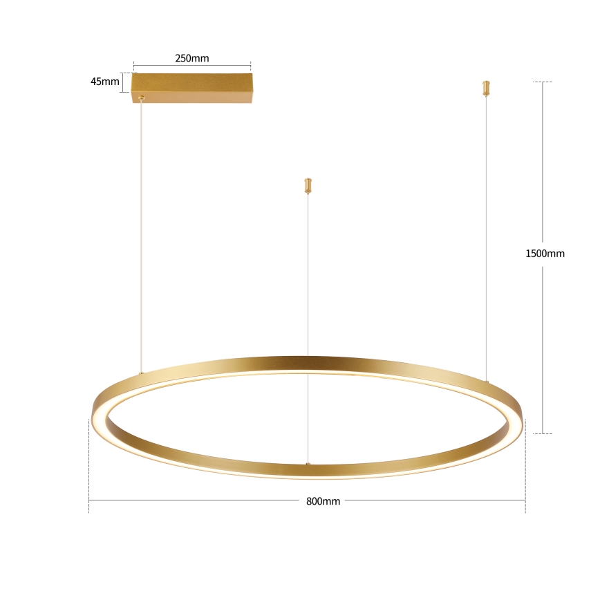 Brilagi - LED-himmennettävä riippuvalaisin vaijerilla PORTOFINO LED/60W/230V 3000-6000K Ø 80 cm kultainen + kaukosäädin