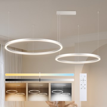 Brilagi - himmennettävä LED-riippuvalaisin kaapelilla PORTOFINO LED/98W/230V 3000–6000K hopea + kaukosäädin