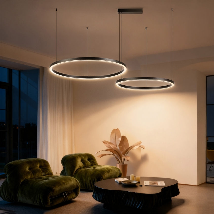 Brilagi - Himennettävä LED-riippuvalaisin kaapelilla PORTOFINO LED/98W/230V 3000-6000K musta + kaukosäädin