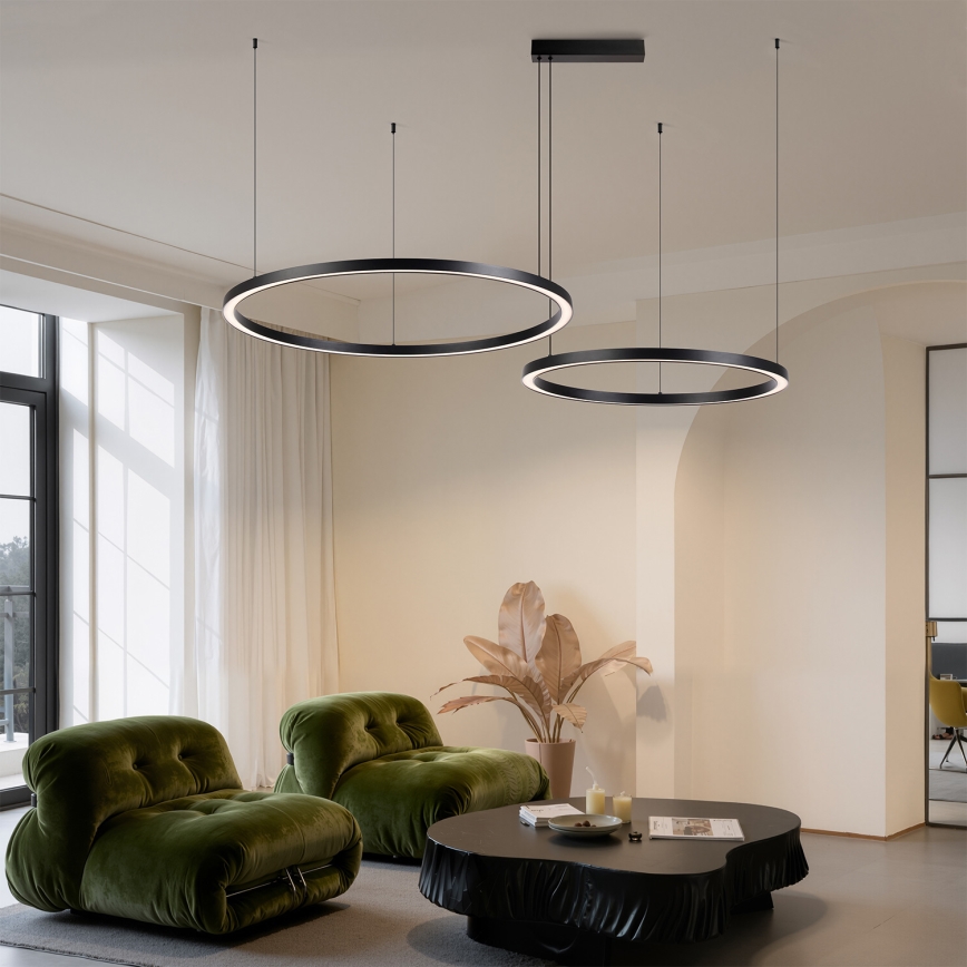 Brilagi - Himennettävä LED-riippuvalaisin kaapelilla PORTOFINO LED/98W/230V 3000-6000K musta + kaukosäädin