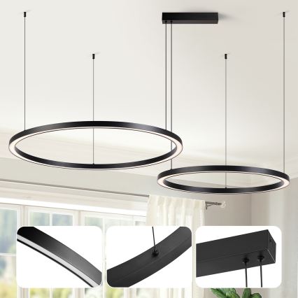 Brilagi - Himennettävä LED-riippuvalaisin kaapelilla PORTOFINO LED/98W/230V 3000-6000K musta + kaukosäädin