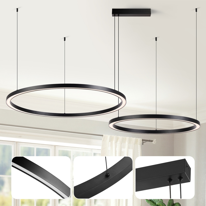 Brilagi - Himennettävä LED-riippuvalaisin kaapelilla PORTOFINO LED/98W/230V 3000-6000K musta + kaukosäädin