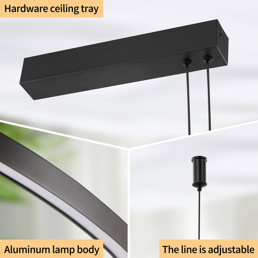 Brilagi - Himennettävä LED-riippuvalaisin kaapelilla PORTOFINO LED/98W/230V 3000-6000K musta + kaukosäädin