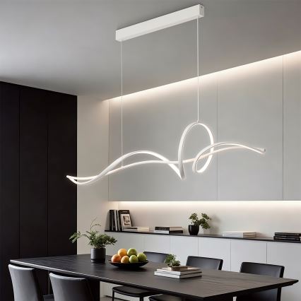 BRILAGI - himmennettävä LED-riippuvalaisin vaijerilla SIGNATURE LED/55W/230V 3000-6000K 120x23 cm valkoinen + kaukosäädin