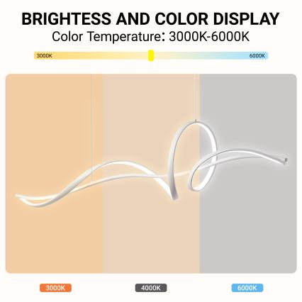 Brilagi - himmennettävä LED-riippuvalaisin vaijerilla SIGNATURE LED/55W/230V 3000-6000K 120x23 cm valkoinen + kaukosäädin