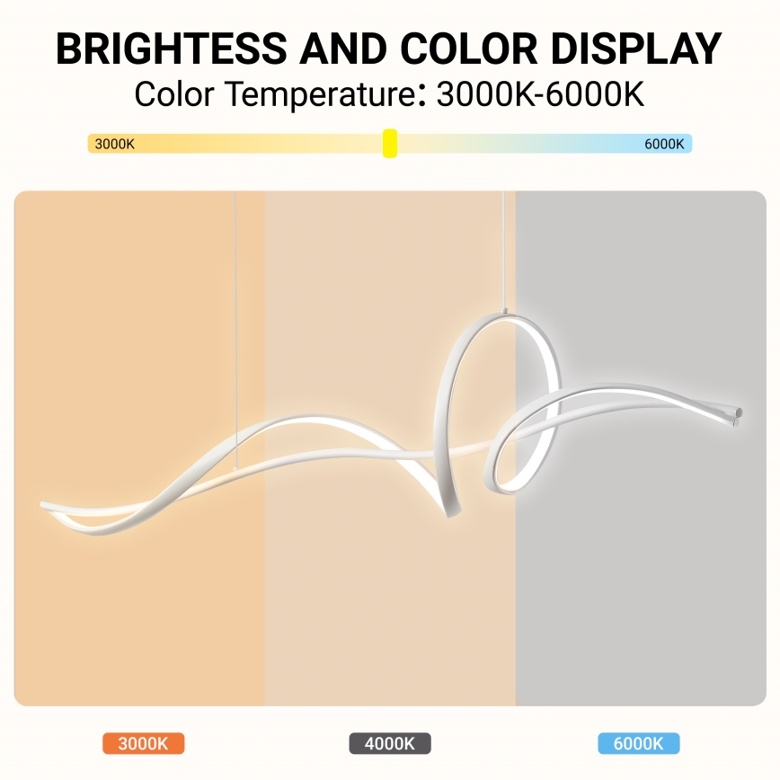 Brilagi - himmennettävä LED-riippuvalaisin vaijerilla SIGNATURE LED/55W/230V 3000-6000K 120x23 cm valkoinen + kaukosäädin