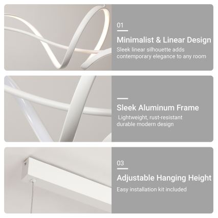 BRILAGI - himmennettävä LED-riippuvalaisin vaijerilla SIGNATURE LED/55W/230V 3000-6000K 120x23 cm valkoinen + kaukosäädin