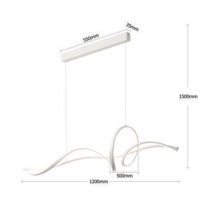 Brilagi - himmennettävä LED-riippuvalaisin vaijerilla SIGNATURE LED/55W/230V 3000-6000K 120x23 cm valkoinen + kaukosäädin