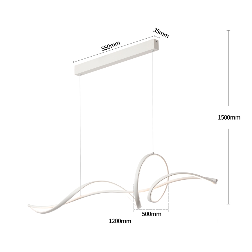 Brilagi - himmennettävä LED-riippuvalaisin vaijerilla SIGNATURE LED/55W/230V 3000-6000K 120x23 cm valkoinen + kaukosäädin