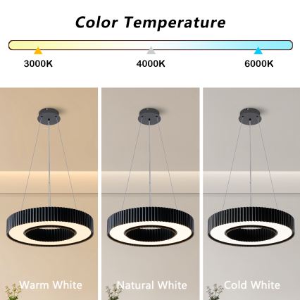Brilagi - LUMIX LED himmennettävä riippuvalaisin vaijerilla LED/48W/230V 3000-6000K musta halkaisija 50 cm + kaukosäädin