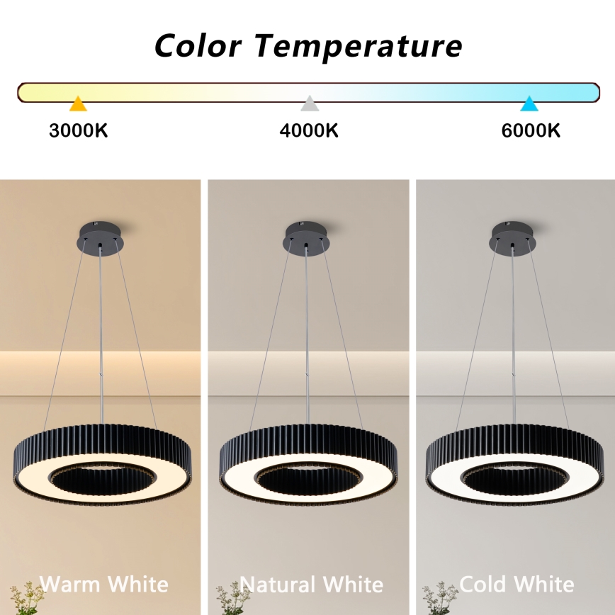 Brilagi - LUMIX LED himmennettävä riippuvalaisin vaijerilla LED/48W/230V 3000-6000K musta halkaisija 50 cm + kaukosäädin