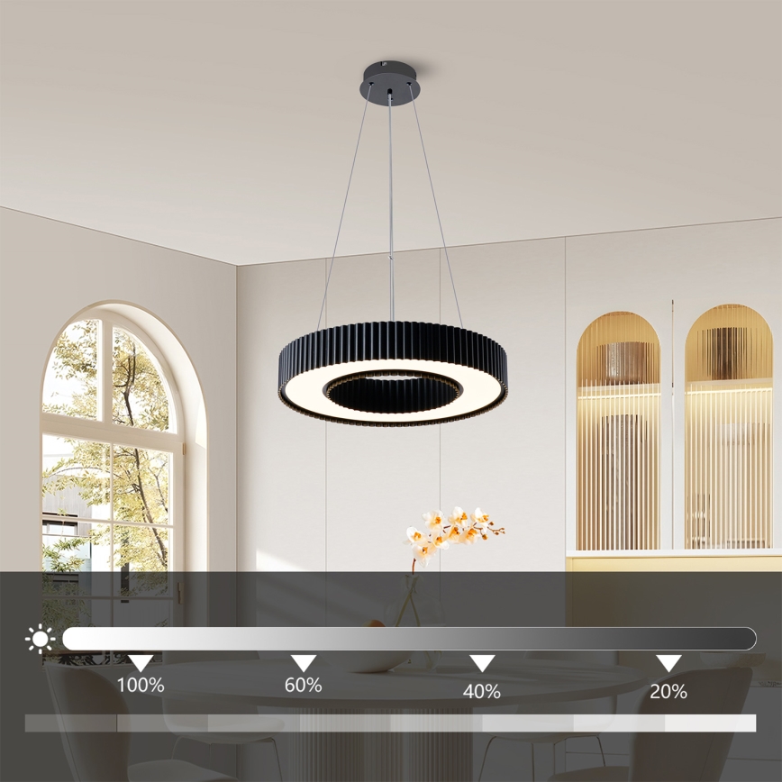 Brilagi - LUMIX LED himmennettävä riippuvalaisin vaijerilla LED/48W/230V 3000-6000K musta halkaisija 50 cm + kaukosäädin