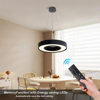 Brilagi - LUMIX LED himmennettävä riippuvalaisin vaijerilla LED/48W/230V 3000-6000K musta halkaisija 50 cm + kaukosäädin