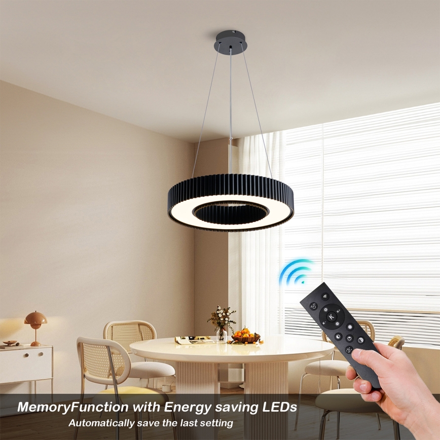 Brilagi - LUMIX LED himmennettävä riippuvalaisin vaijerilla LED/48W/230V 3000-6000K musta halkaisija 50 cm + kaukosäädin