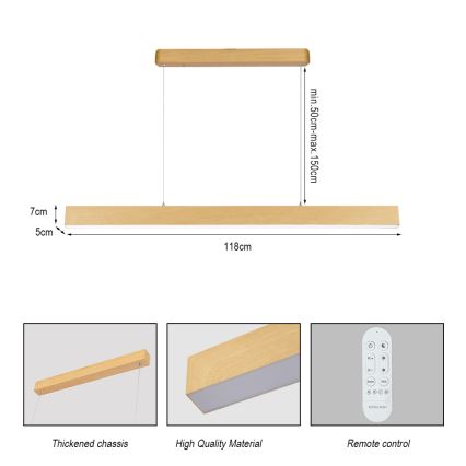 Brilagi - himmennettävä LED-kattokruunu SLEEKLINE SMART LED/40W/230V Wi‑Fi Tuya tammi-dekori + kauko-ohjain