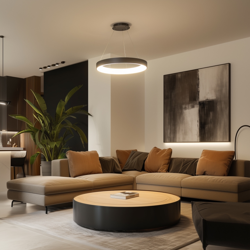 Brilagi - himmennettävä LED-riippuvalaisin vaijerilla FALCON II, 99 W, 230 V, 3000–6500 K, Ø 60 cm, musta + kaukosäädin