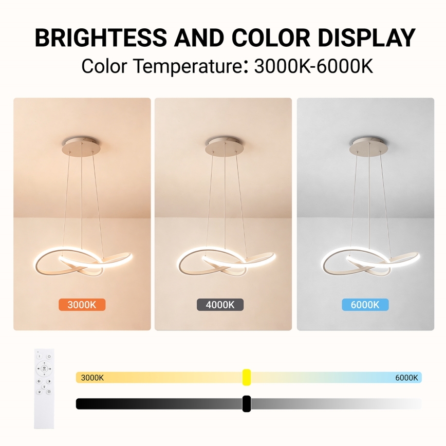 BRILAGI - LED himmennettävä riippuvalaisin INFINITY vaijerilla LED/55W/230V 3000-6000K 50x50 cm beige + kaukosäädin