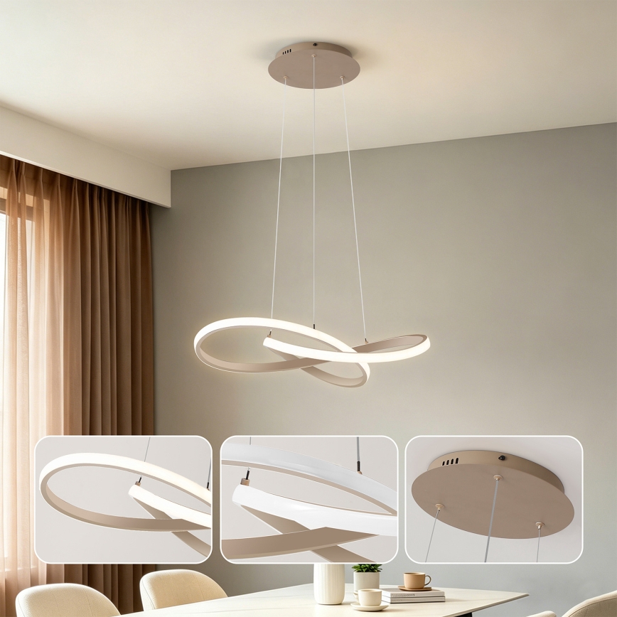 BRILAGI - LED himmennettävä riippuvalaisin INFINITY vaijerilla LED/55W/230V 3000-6000K 50x50 cm beige + kaukosäädin
