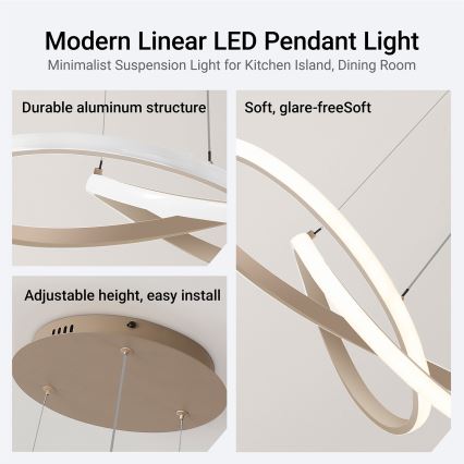 BRILAGI - LED himmennettävä riippuvalaisin INFINITY vaijerilla LED/55W/230V 3000-6000K 50x50 cm beige + kaukosäädin