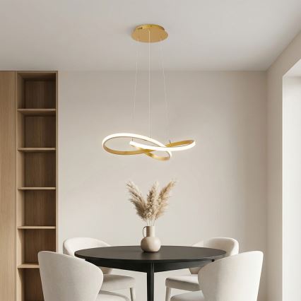 Brilagi - LED-himennettävä riippuvalaisin vaijerilla INFINITY LED/55W/230V 3000-6000K 50x50 cm kultainen + kaukosäädin