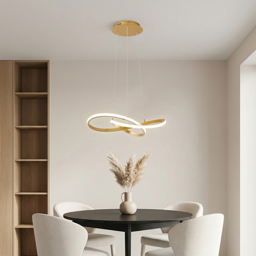 Brilagi - LED-himennettävä riippuvalaisin vaijerilla INFINITY LED/55W/230V 3000-6000K 50x50 cm kultainen + kaukosäädin