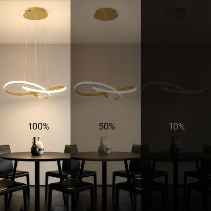 Brilagi - LED-himennettävä riippuvalaisin vaijerilla INFINITY LED/55W/230V 3000-6000K 50x50 cm kultainen + kaukosäädin