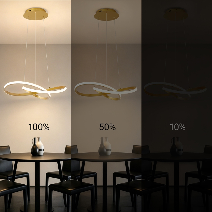 Brilagi - LED-himennettävä riippuvalaisin vaijerilla INFINITY LED/55W/230V 3000-6000K 50x50 cm kultainen + kaukosäädin