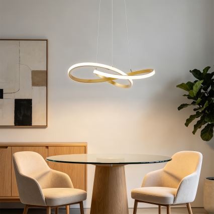 Brilagi - LED-himennettävä riippuvalaisin vaijerilla INFINITY LED/55W/230V 3000-6000K 50x50 cm kultainen + kaukosäädin