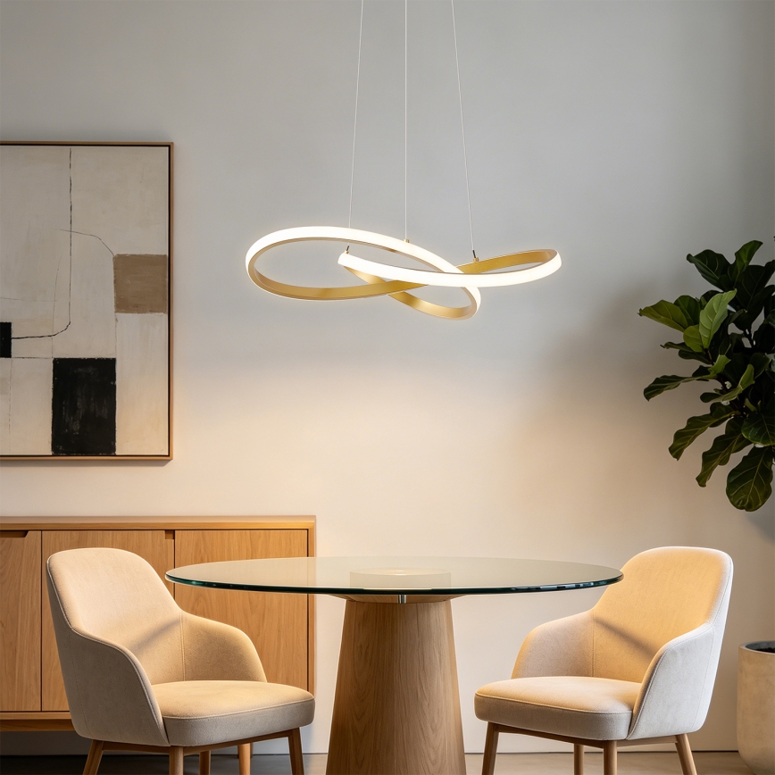 Brilagi - LED-himennettävä riippuvalaisin vaijerilla INFINITY LED/55W/230V 3000-6000K 50x50 cm kultainen + kaukosäädin