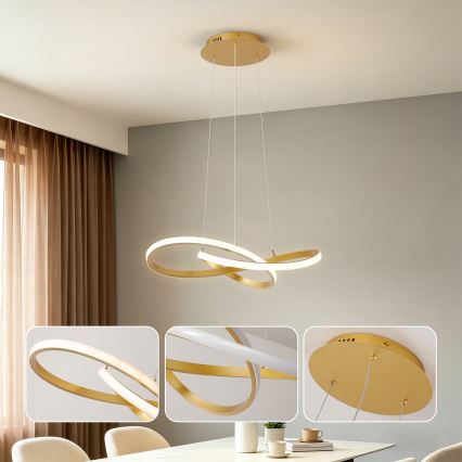 Brilagi - LED-himennettävä riippuvalaisin vaijerilla INFINITY LED/55W/230V 3000-6000K 50x50 cm kultainen + kaukosäädin