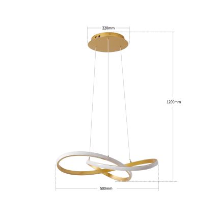 Brilagi - LED-himennettävä riippuvalaisin vaijerilla INFINITY LED/55W/230V 3000-6000K 50x50 cm kultainen + kaukosäädin